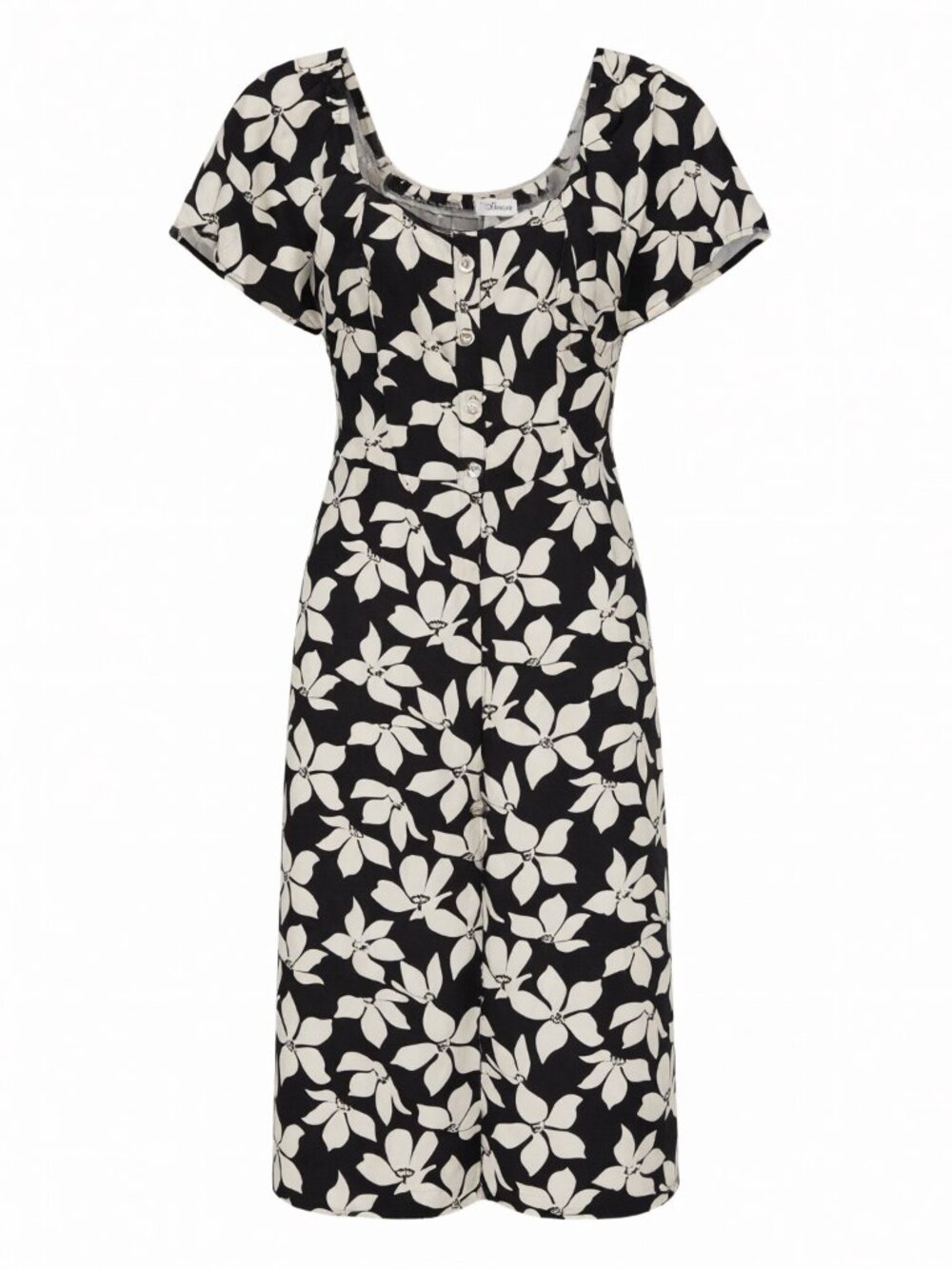 Luxology Black White Women's Floral Midi Dress S Black/White